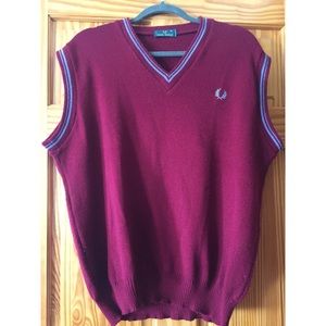 Vintage Fred Perry Tipped Knitted Sweater Vest XL